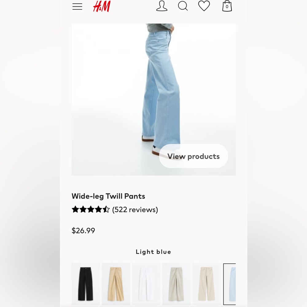 wide leg twill pants